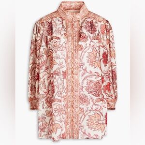 Zimmerman vitali ramie yoke blouse in super cute sepia floral print size 0p